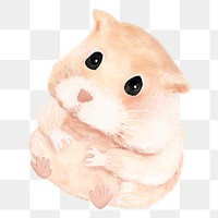 PNG cute hamster watercolor element on transparent background 