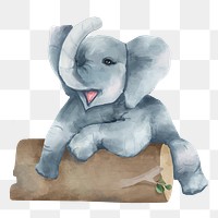 PNG baby elephant watercolor element on transparent background