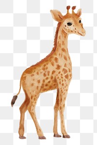 PNG baby giraffe watercolor element on transparent background