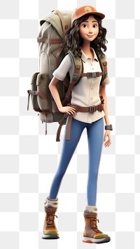 PNG Backpack cartoon travel female. 