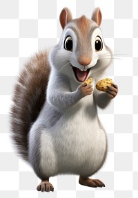 PNG Grey squirrel eating a nut cartoon animal rodent. 