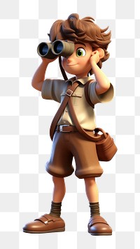 PNG Young boy looking through binoculars cartoon person white background. AI generated Image by rawpixel.