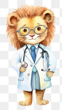 PNG A cute Doctor lion characters doctor veterinarian glasses. AI generated Image by rawpixel.