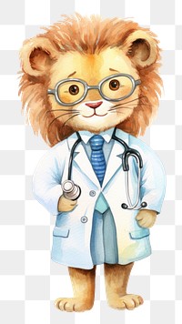 PNG A cute Doctor lion characters doctor veterinarian glasses. 