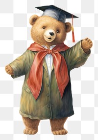 PNG Bear character student graduation mammal toy. AI generated Image by rawpixel.
