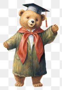 PNG Bear character student graduation mammal toy. 