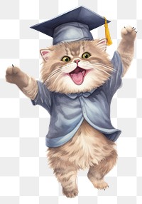 PNG Fluffy cat student graduation portrait mammal. 