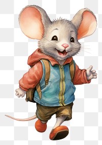 PNG Little mouse student rat standing drawing. 