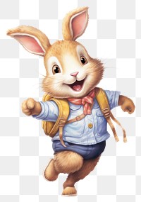 PNG Pretty rabbit student drawing cartoon mammal. AI generated Image by rawpixel.