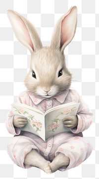 PNG Pretty rabbit book publication reading