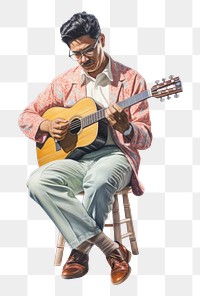 PNG Hispanic music teacher musician sitting guitar. 