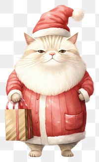 PNG Cat holding a gift bag Like Santa Claus mammal cute pet. 