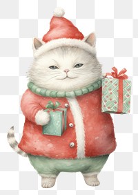 PNG Cat holding a gift bag Like Santa Claus mammal animal cute. 