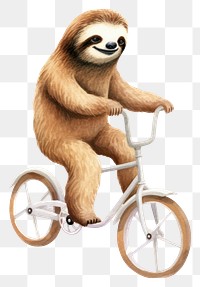PNG Sloth riding a bicycle sloth vehicle mammal. AI generated Image by rawpixel.