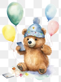 PNG Bear playing social media balloon party bear. 