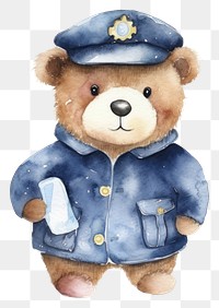 PNG Otter wearing police suit toy white background representation. 