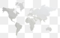 PNG World map minimal white topography diagram. 