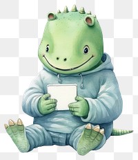 PNG Crocodile playing social media animal cute toy. 