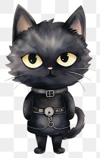 PNG Black cat wearing police costume holder shackle animal cartoon. 