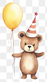 PNG Bear birthday balloon cartoon. AI generated Image by rawpixel.