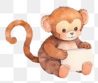 PNG Two monkeys playing a social media device animal cartoon drawing. 