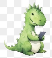 PNG Two dinosaurs playing a social media device animal reptile cute. 