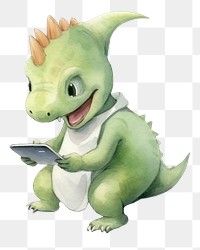 PNG Two dinosaurs playing a social media device animal cute representation. 