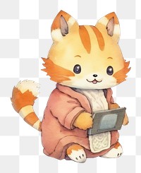 PNG Two foxs playing a social media device cartoon cute toy. 