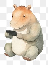 PNG Two hippos playing a social media device animal mammal rodent. 