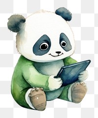 PNG Two pandas playing a social media device mammal animal bear. AI generated Image by rawpixel.