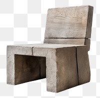 PNG  One wood concrete chair outdoor patio furniture bench white background. AI generated Image by rawpixel.