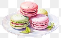 PNG Three macarons plate food confectionery. 