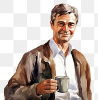 PNG Middle-aged model coffee drinking portrait. 