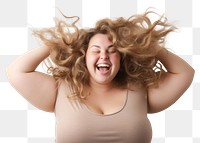 PNG Shouting laughing adult woman. 