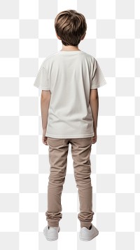 PNG  T-shirt mockup standing khaki back. 