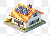 PNG House solar cells roof isometric architecture. AI generated Image by rawpixel.
