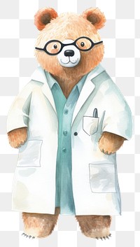 PNG Bear doctor toy white background representation. 