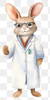 PNG Rabbit doctor white background veterinarian stethoscope. AI generated Image by rawpixel.