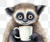 PNG Lemur drink coffee animal wildlife mammal. 