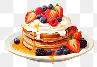 PNG  Breakfast blueberry dessert pancake. AI generated Image by rawpixel.