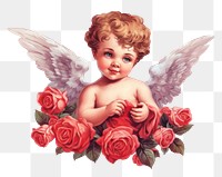 PNG Portrait flower angel cupid. 