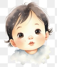 PNG  Baby girl portrait cartoon cute. AI generated Image by rawpixel.