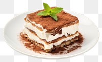 PNG Italian food tiramisu dessert plate. 