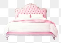 PNG Luxury pink bed furniture bedroom white background. 
