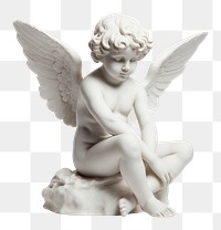 PNG Sculpture Angelic cupid angel figurine white. 