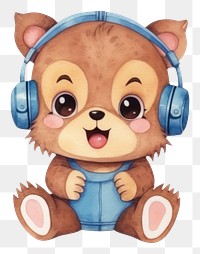 PNG Baby cartoonish puppy headphones listening music. 