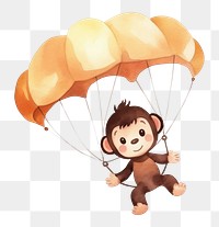 PNG Monkey parachuting parachute cartoon cute. 