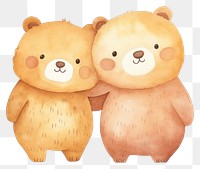 PNG Cute bear hugging together cartoon mammal animal. 