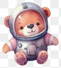 PNG Bear wearing space helmet cartoon cute toy. 