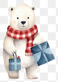 PNG Polar bear holding a shopping bag cartoon mammal animal. 